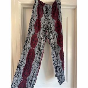 Intermix Wide Leg Silk Printed Pants w/ slit